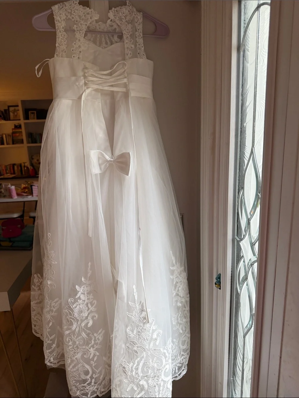 White Embroidered Tulle First Communion/Flower Girl Dressa - New without tags 8